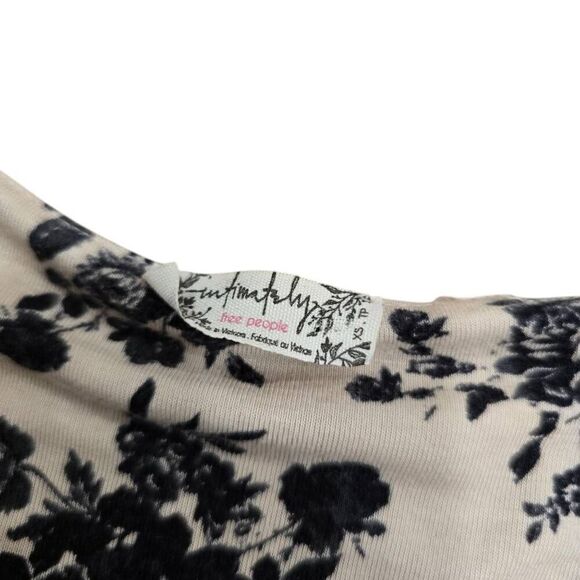 Free People Turnt Bodysuit Cream And Black Floral Womens XS Stretch Crossover Vi - Picture 5 of 7